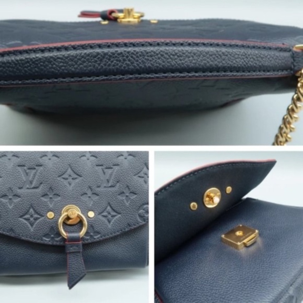 100% Authentic Louis Vuitton Blanche Navy Monogram Empreinte Leather Satchel Bag - Picture 7 of 12